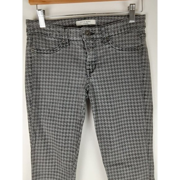 Rich & Skinny Womens Gray Houndstooth Print Low Rise Denim Skinny Jeans 27 - Picture 2 of 6